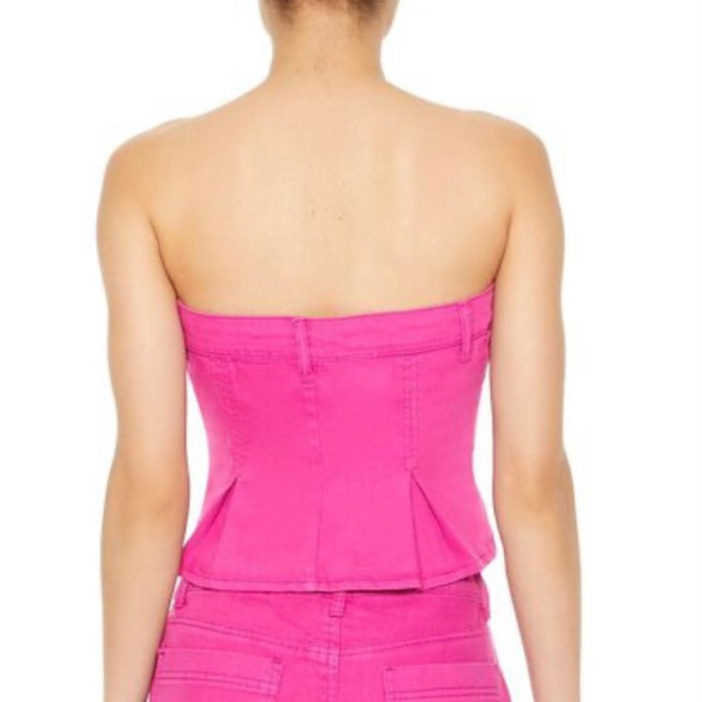 Pink button strapless top - Picture 3 of 5
